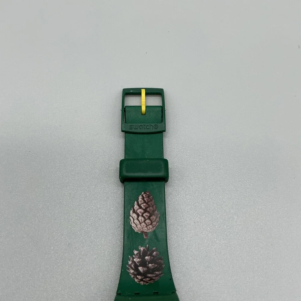 Swatch Pinezone Mens Watch 34mm Green Pinecone Plastic strap New battery